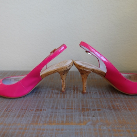 NEW Vince Camuto Magenta Patent Leather Stefania Pointy Slingback Heels Size 6.5 - Picture 6 of 10
